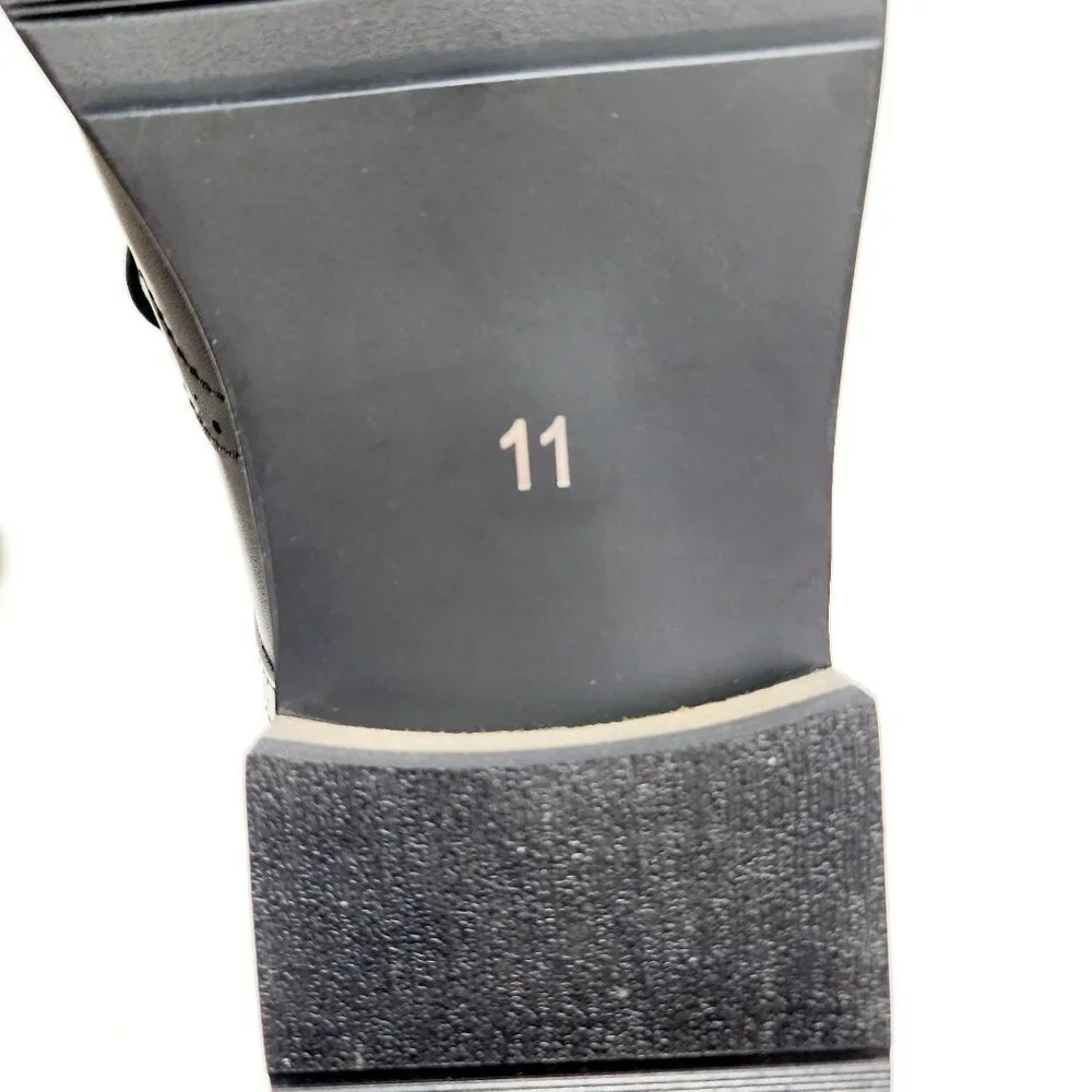 Mens Heez Black Leather Brogue Dress Shoes Size 11 New - Picture 4 of 14